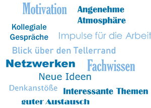 Aufzählung verschiedener Schlagworte in unterschiedlichen Schriftarten