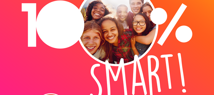 Schriftzug 100 Prozent smart mit Untertitel