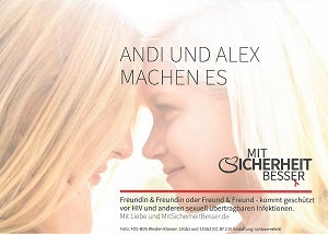 Postkartenmotiv, Paar schaut sich in die Augen